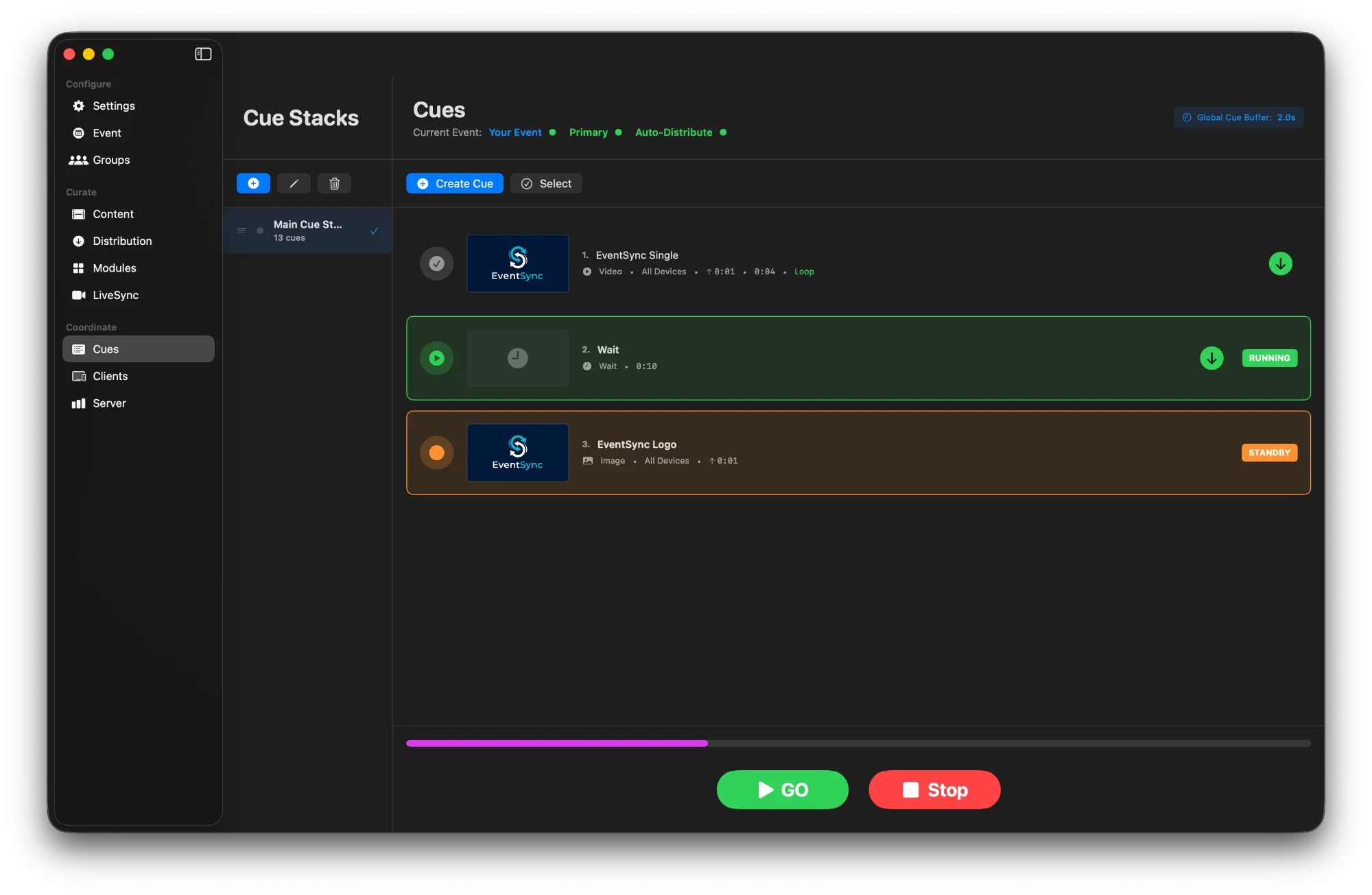 Cue Sequence Running