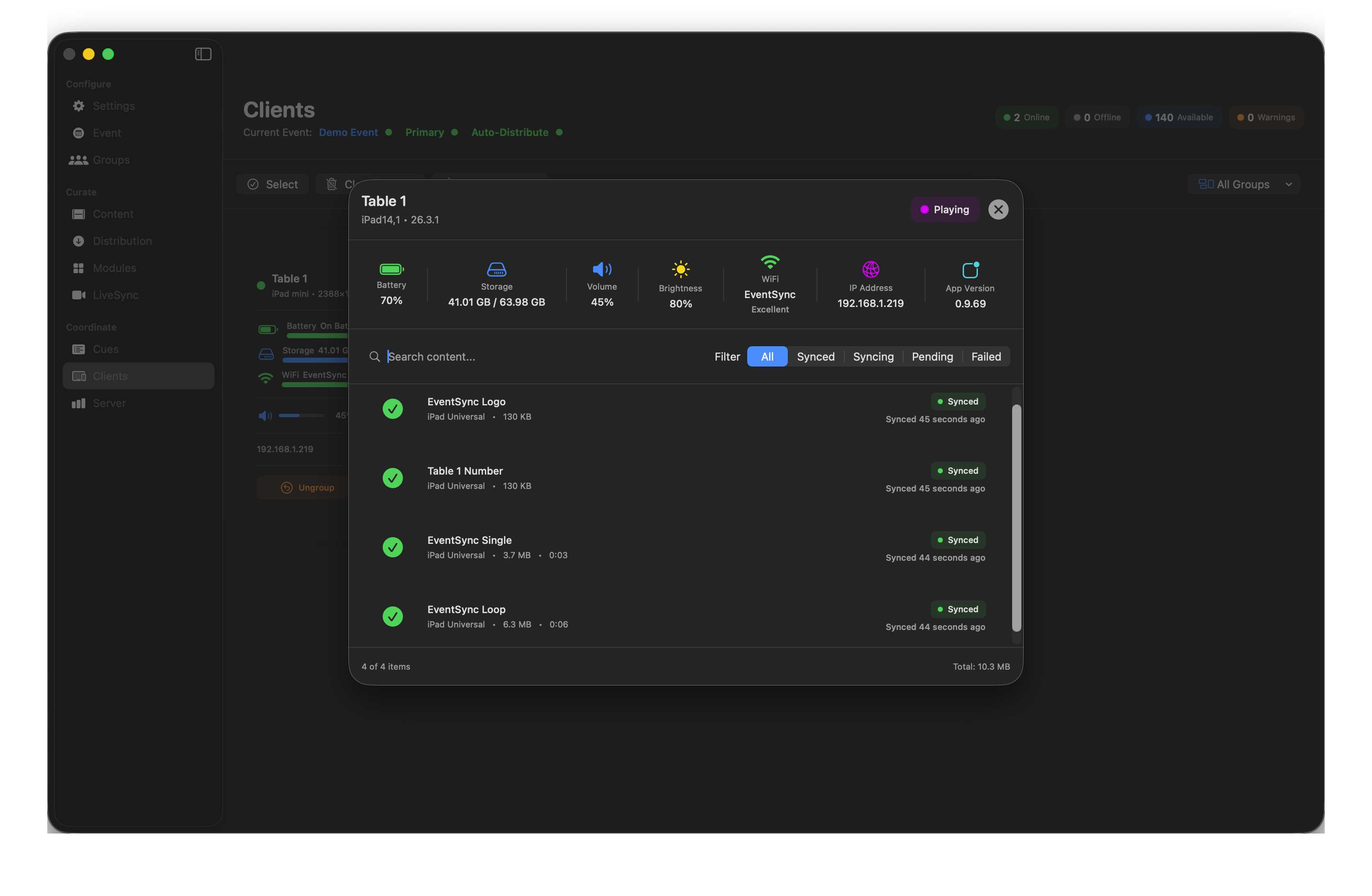 Client detail popover