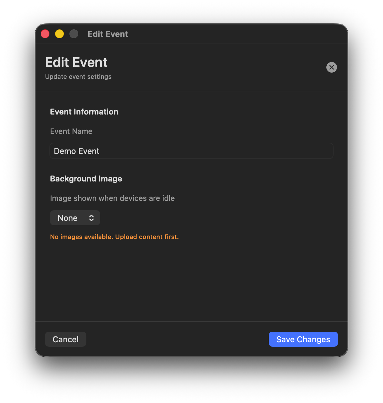 Edit Event with no images