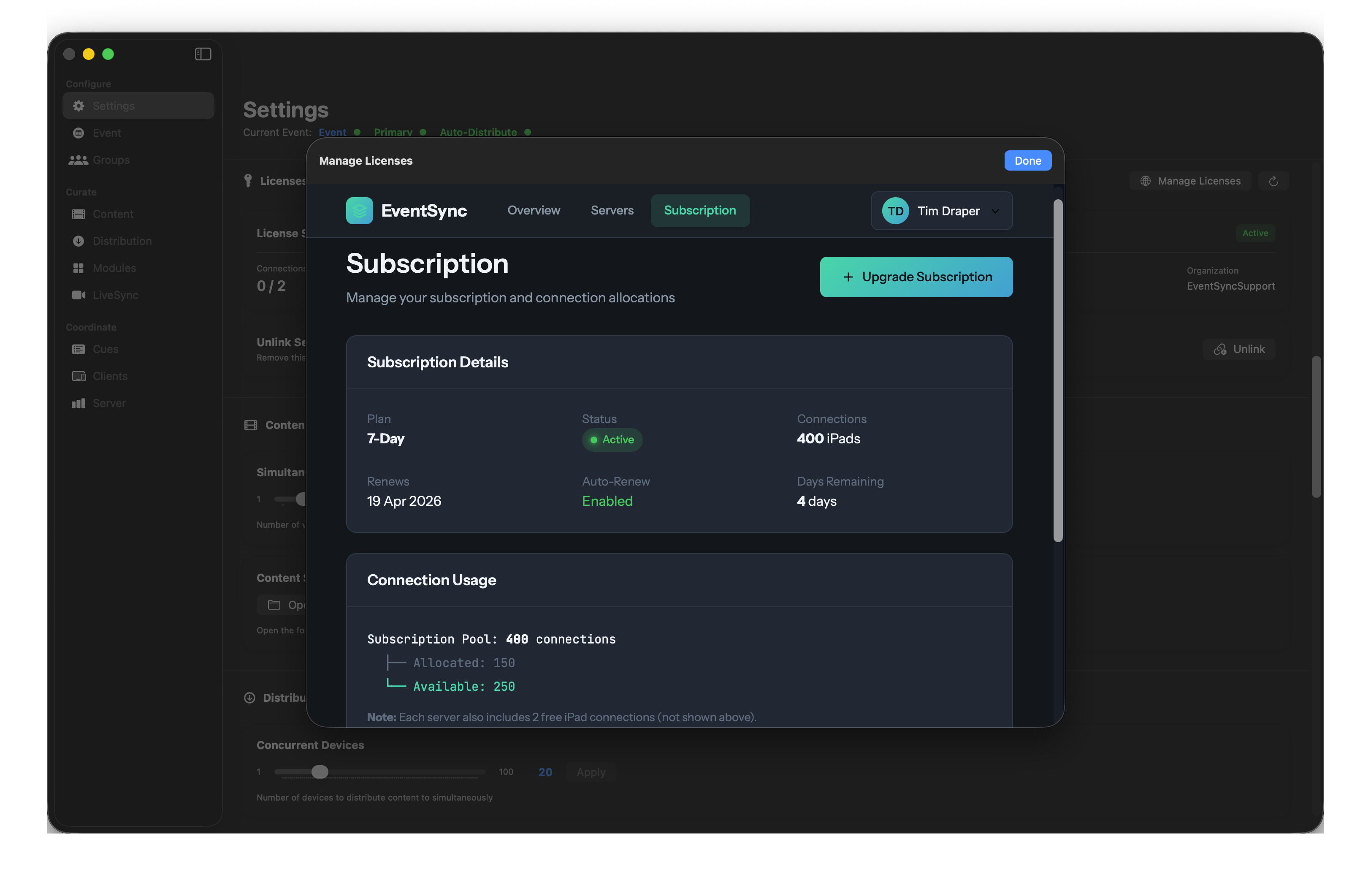Subscription details